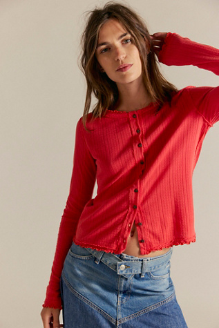 Cardigan Pointelle Penny We The Free en Fiery Red, pour femme taille: XS chez Free People