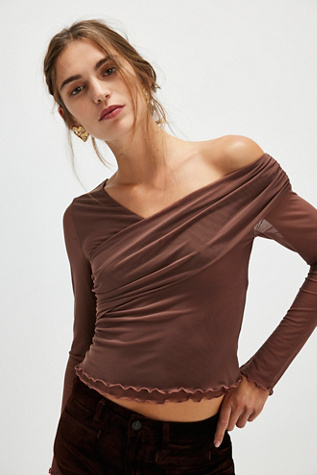 Zoe Knit Top At Free People In Cool Brown, Size: XS