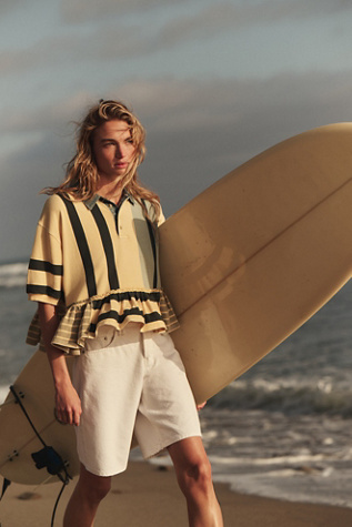 We The Free Montana Denim Bermuda Shorts at Free People in White, Size: 31