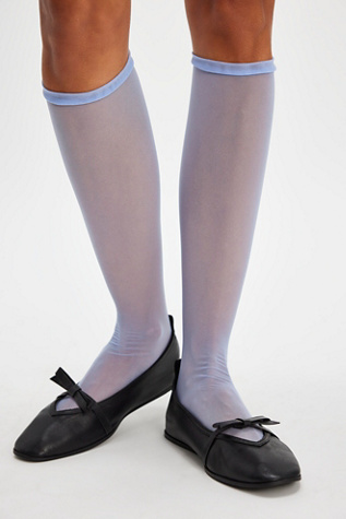 Tulle Tall Socks At Free People In Blue Bird, Size: M/L