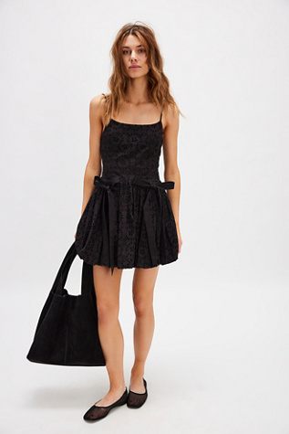 Penelope Bubble Mini Dress At Free People In Black Broderie, Size: US 2