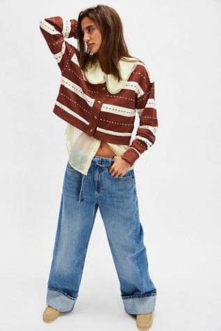 Grace Printed Cardi by Free People in Brown, Size: XS