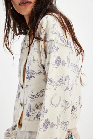 Grace Printed Cardi At Free People In True Toile Combo, Size: XL