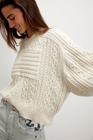 Denimist Shadow Flag Sweater At Free People In Ecru Slub, Size: Small