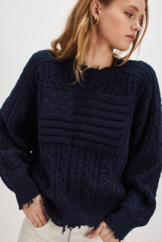Denimist Shadow Flag Sweater at Free People in Blue, Size: M