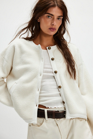 Hug Me Sherpa Cardi At Free People In Tofu, Size: Large