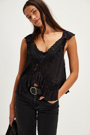 Sensual Cassidy Cutwork Top At Free People In Black, Size: Large