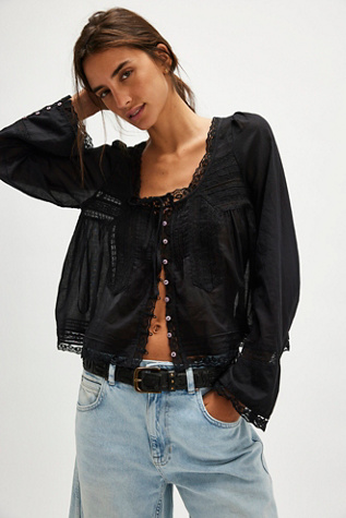 Forevermore Long-Sleeve Top by Free People in Black, Size: S