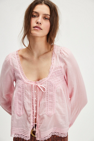 Forevermore Long-Sleeve Top At Free People In Pink Lemon, Size: XS