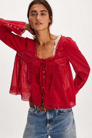 Forevermore Long-Sleeve Top at Free People in Rubies, Size: XS