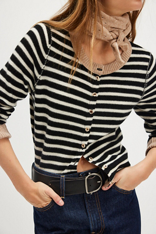 Nocturnal Stripe Cardi At Free People In Black, Size: Medium