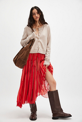 FP One Ember Printed Midi Skirt At Free People In Fire Red Stripe, Size: Medium