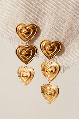 Evie Jewelry Heartbeat Earrings at Free People in Gold