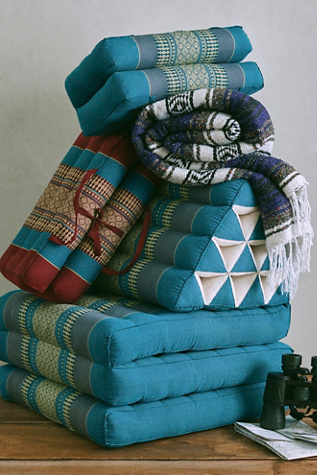 Hugger Mugger Three Fold Thai Cushion at Free People, Teal Turquoise