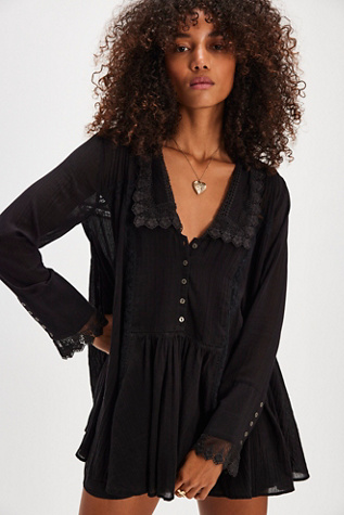 Victorian Mini Dress at Free People in Black, Size: Small