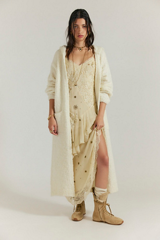 Obi Boucle Long Cardi by Free People in White, Size: XL