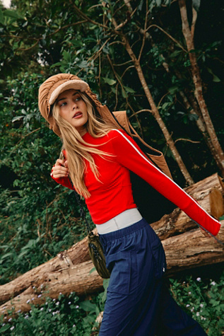 Retro Rider Layer Top by FP Movement at Free People in Winterberry/White, Size: Small