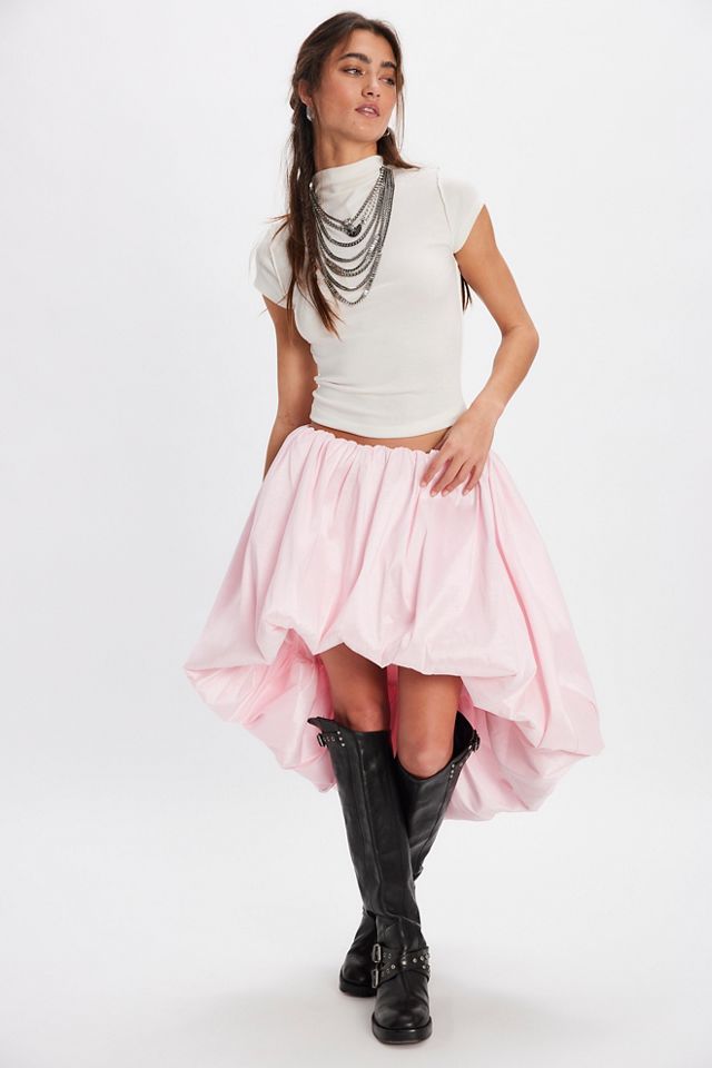 For Love & Lemons Whipped Cream Taffeta Bubble Skirt | Free