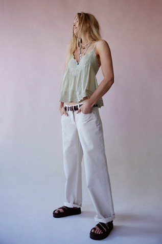 We The Free Tennessee Low-Rise Boyfriend Jeans at Free People in White, Size: 29