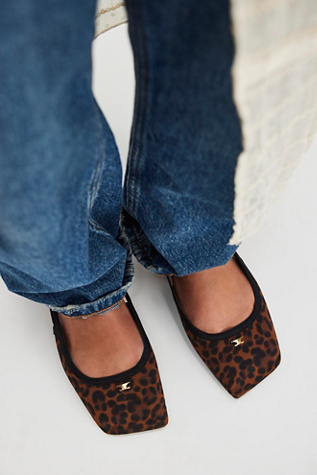 Allie Square-Toe Slingback Flats By Circus NY By Sam Edelman At Free People In Black Natural, Size: US 8