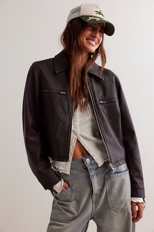 We The Free Ellery Vegan Leather Jacket At Free People In Black, Size: XL