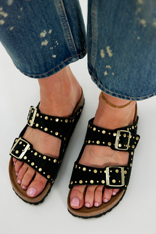 Birkenstock Arizona Rivets Sandals at Free People in Black, Size: EU 38