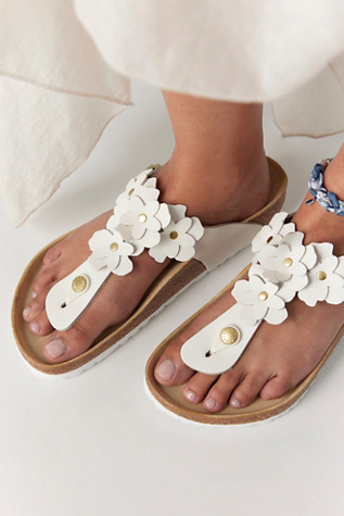 Birkenstock Gizeh Flowers Sandals at Free People in White, Size: EU 37