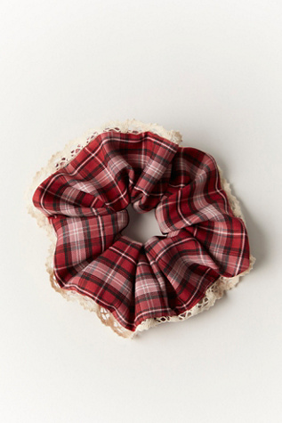 Stirling Plaid Jumbo Scrunchie At Free People In Red Plaid