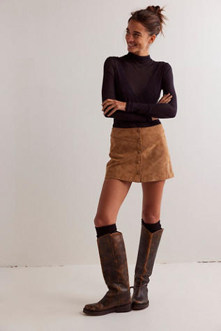 After Party Suede Mini Skirt At Free People In Tan, Size: US 14