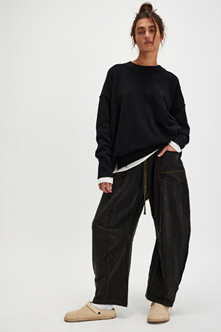Kaiden Barrel Trousers at Free People in Black, Size: Medium