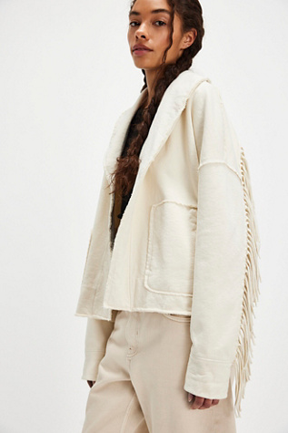 Wyatt Fringe Cardi By Ragabond At Free People In Bone, Size: XS