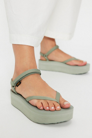 Teva Flatform Slim Sandals at Free People in Green, Size: US 6