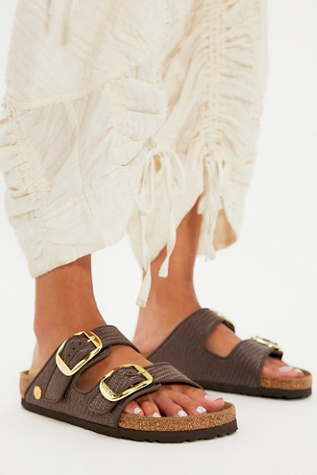Birkenstock Arizona Raffia Big Buckle Sandals at Free People in Brown, Size: EU 40