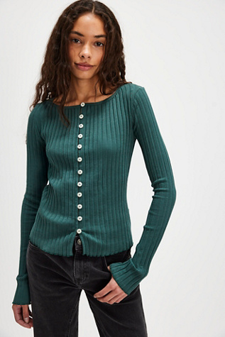 Tilly Long-Sleeve Cardi At Free People In Rainforest, Size: Small