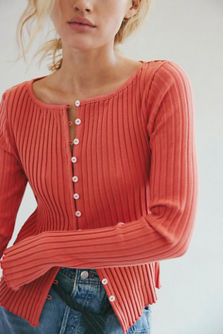 Tilly Long-Sleeve Cardi by Free People in Red, Size: XS