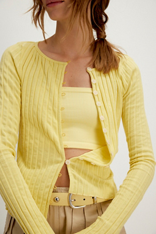 Tilly Long-Sleeve Cardi At Free People In Mellow Yellow, Size: XL