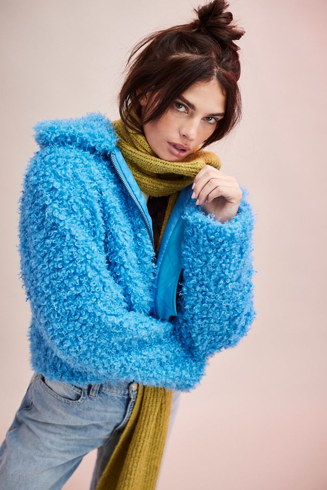 Blue teddy coat online