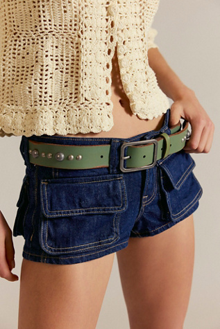 Torro Stud Belt by Free People in Green, Size: XS/S