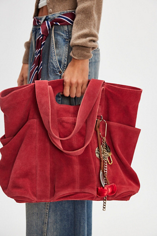 Suede Caravan Tote At Free People In Cherry