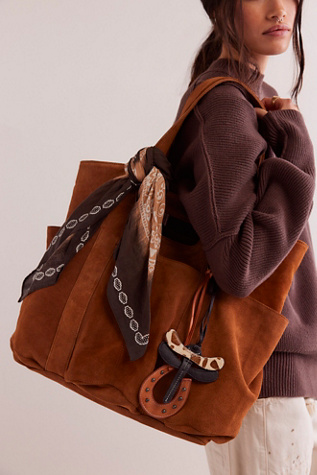 Suede Caravan Tote At Free People In Saddle