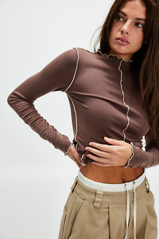 We The Free Sage Layering Long-Sleeve Top at Free People in Aubergine, Size: XS