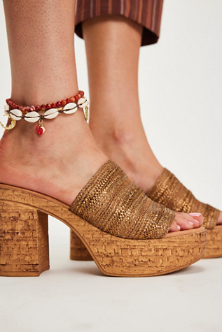 Applause Cork Platform Heels by Seychelles at Free People in Bronze Metallic, Size: US 8.5