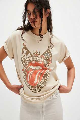 Rolling Stones Tattoo Tour Tee by Junk Food at Free People in Neutral, Size: XL