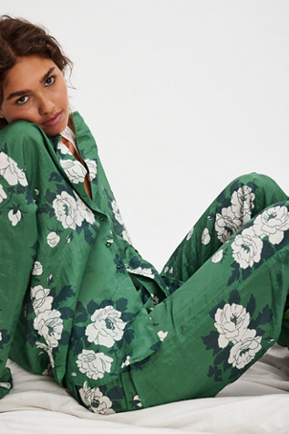 Pretty Please PJ Set By Intimately At Free People In Green Combo, Size: Small