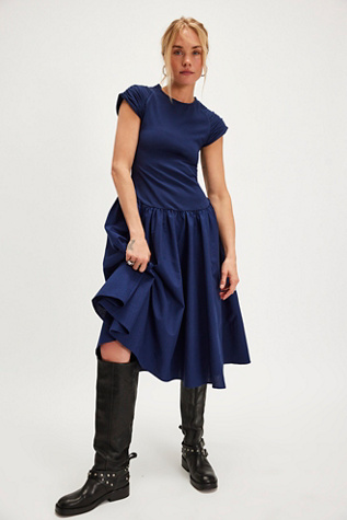 Afternoon Elegance Midi Dress At Free People In Indigo Pura, Size: Medium