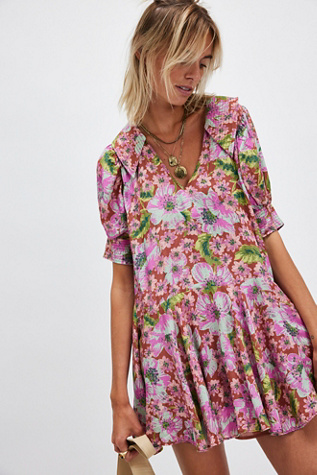 Moon Chaser Mini Dress At Free People In Chestnut Combo, Size: Medium