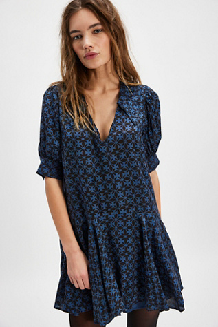 Moon Chaser Mini Dress At Free People In Navy Combo, Size: Large