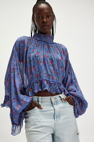 In Bloom Top At Free People In Periwinkle Combo, Size: Medium