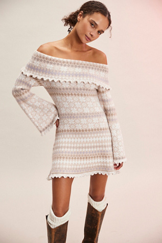 Fiona Fair Isle Mini At Free People In Neutral Combo, Size: Medium