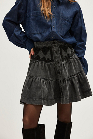 August Mini Skirt At Free People In Washed Black, Size: US 0